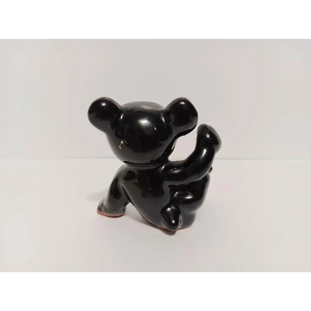 Bear Figurine Redware Black Figurine Home Country Farmhouse Vintage Decor 2